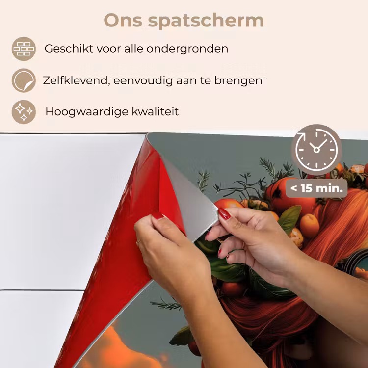 Spatscherm keuken - Vrouw - Kroon - Tomaat - Bascilicum - Zonnebril — 4