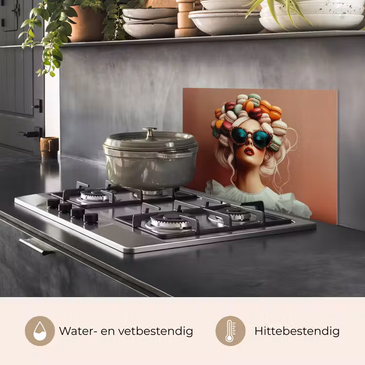 Spatscherm keuken - Vrouw - Macarons - Bril — 7