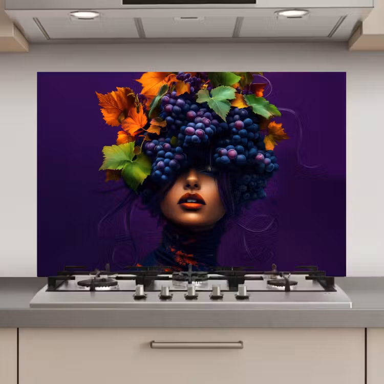 Spatscherm keuken - Vrouw - Paars - Druiven — 1
