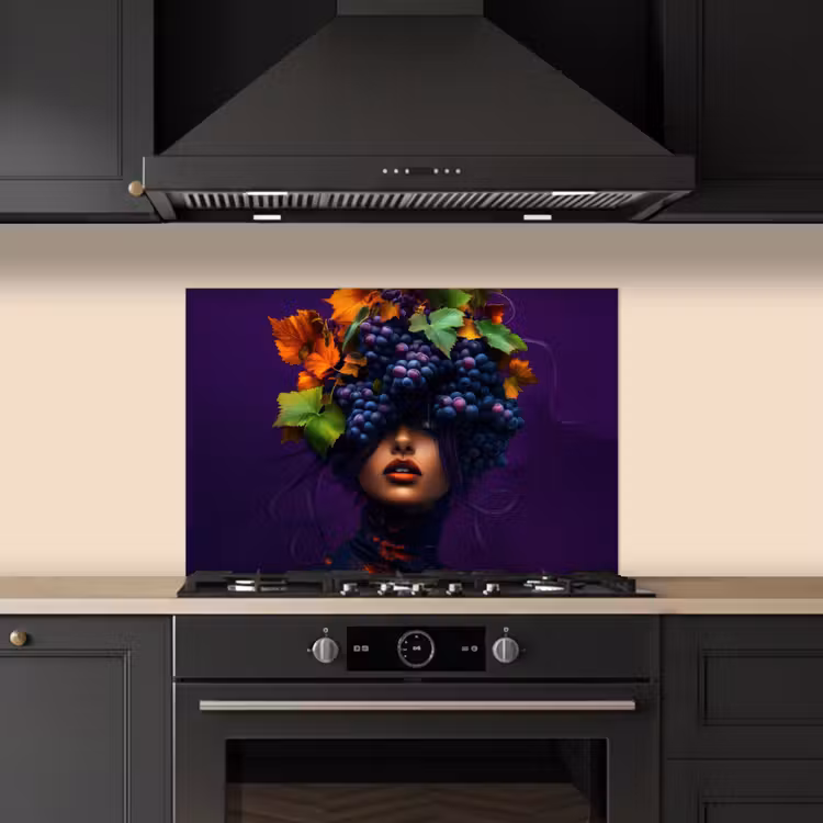 Spatscherm keuken - Vrouw - Paars - Druiven — 2