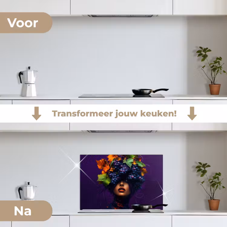 Spatscherm keuken - Vrouw - Paars - Druiven — 3