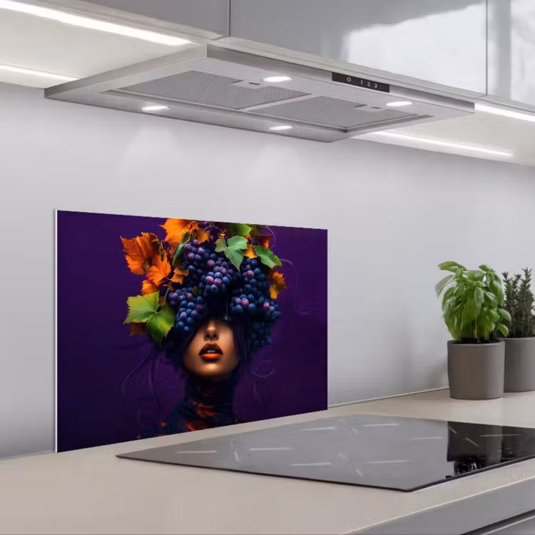 Spatscherm keuken - Vrouw - Paars - Druiven — 5