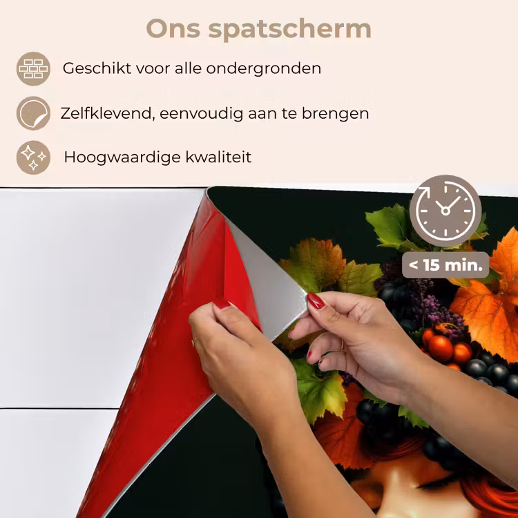 Spatscherm keuken - Vrouw - Rood - Groen - Druiven — 4
