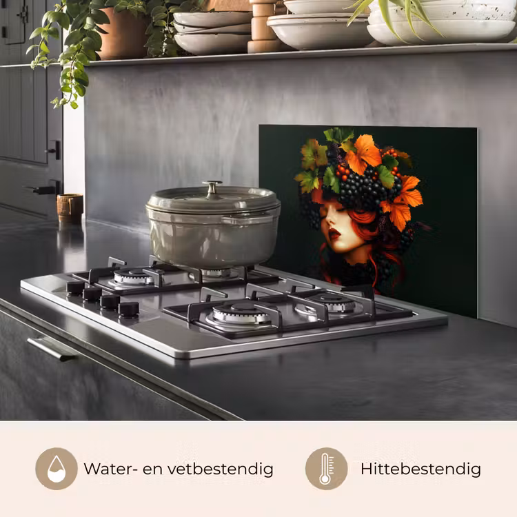 Spatscherm keuken - Vrouw - Rood - Groen - Druiven — 7
