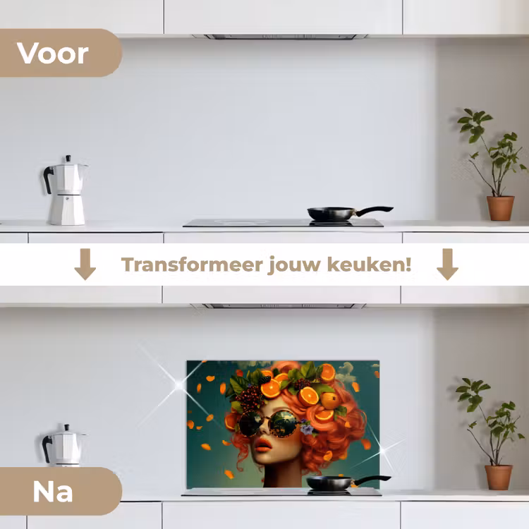 Spatscherm keuken - Vrouw - Sinaasappel - Bessen - Oranje — 3
