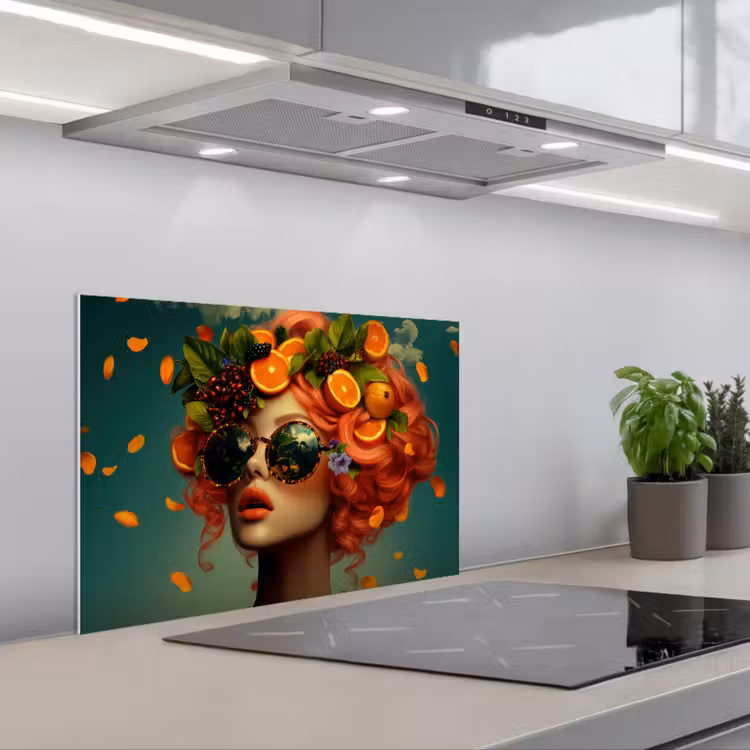 Spatscherm keuken - Vrouw - Sinaasappel - Bessen - Oranje — 5