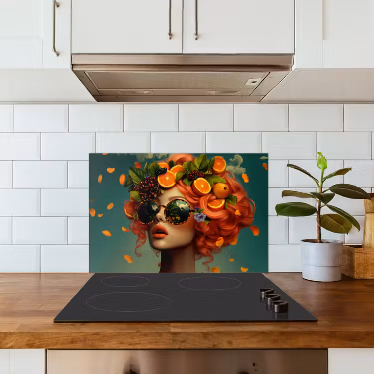 Spatscherm keuken - Vrouw - Sinaasappel - Bessen - Oranje — 6