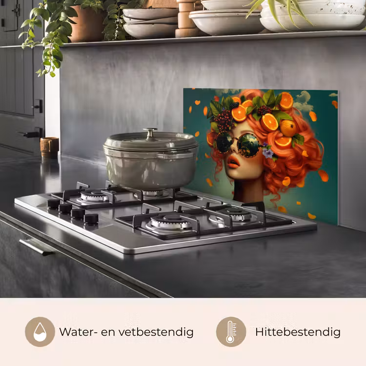 Spatscherm keuken - Vrouw - Sinaasappel - Bessen - Oranje — 7