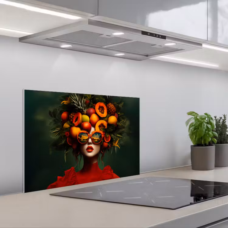 Spatscherm keuken - Vrouw - Vruchten - Papaja - Ananas — 5