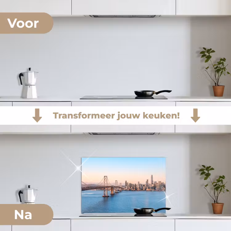 Spatscherm keuken - Water - Brug - Skyline - Modern — 2