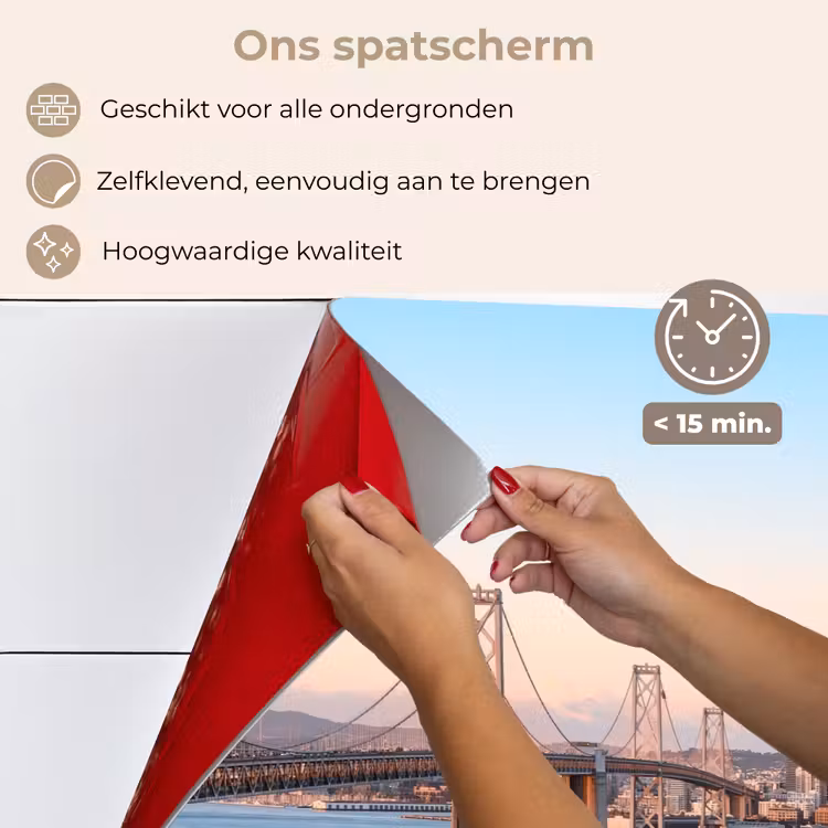 Spatscherm keuken - Water - Brug - Skyline - Modern — 3