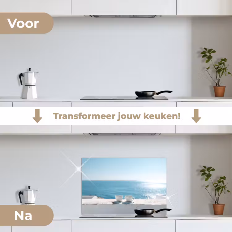 Spatscherm keuken - Zee - Koffiekopjes - Zomers — 3