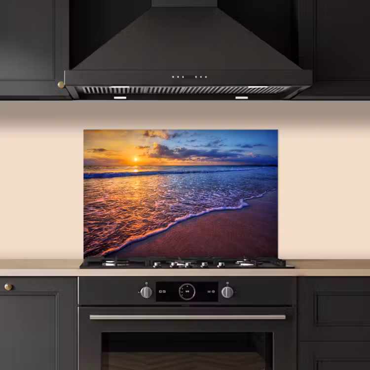 Spatscherm keuken - Zee - Strand - Zonsondergang - Wolken - Horizon — 2