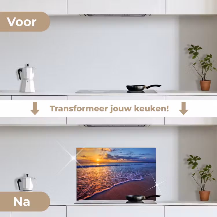 Spatscherm keuken - Zee - Strand - Zonsondergang - Wolken - Horizon — 3