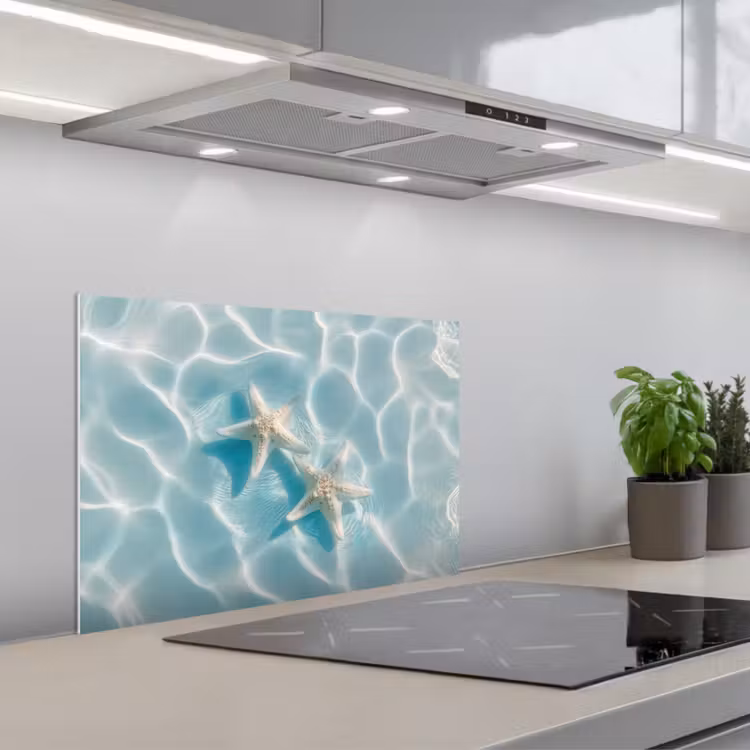 Spatscherm keuken - Zeesterren - Golvend water - Rustgevend — 5