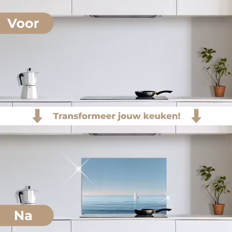 Spatscherm keuken - Zeilbootje - Kalme zee - Helderblauwe hemel — 3