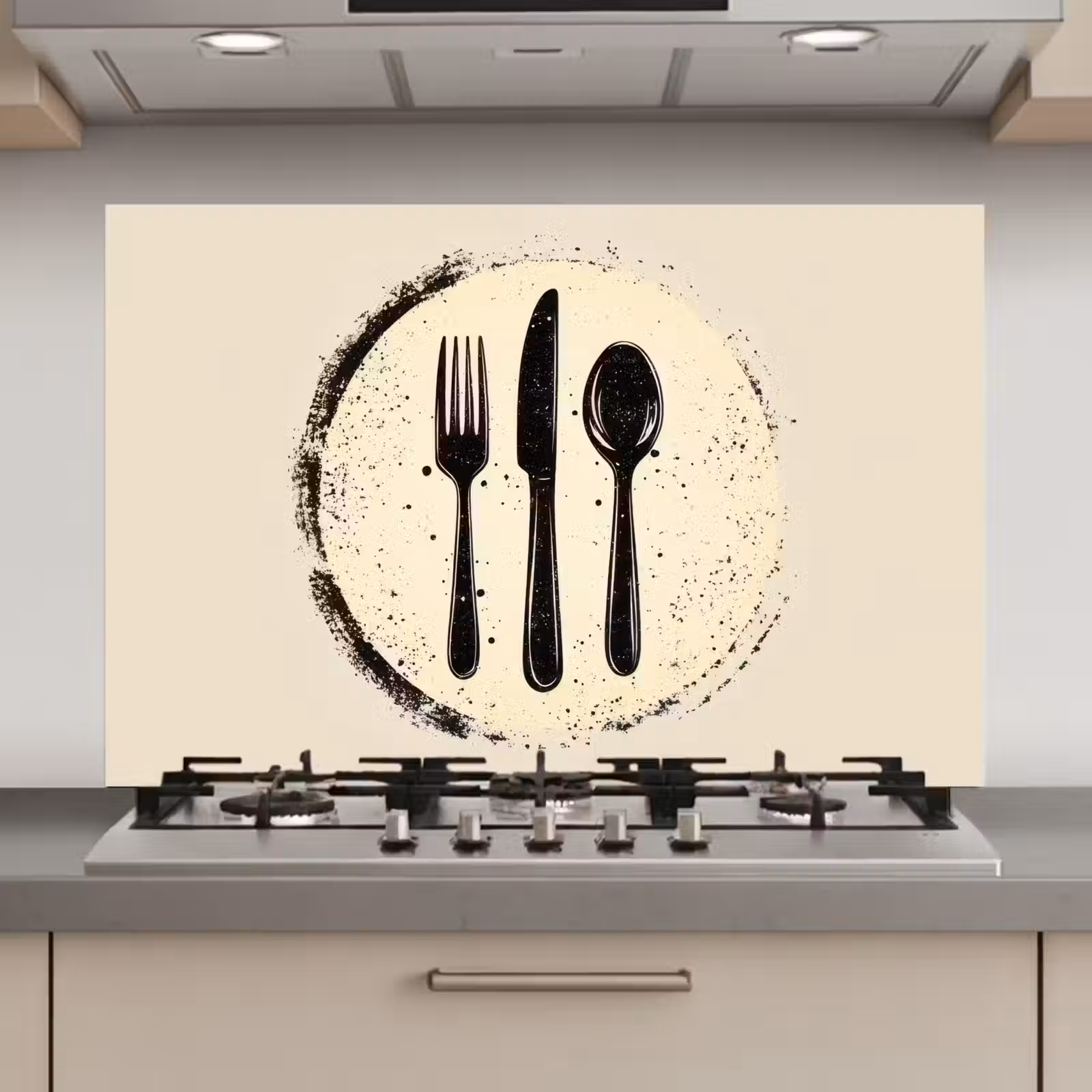 Spatscherm keuken - Zwart - Bestek - Rondje — 1