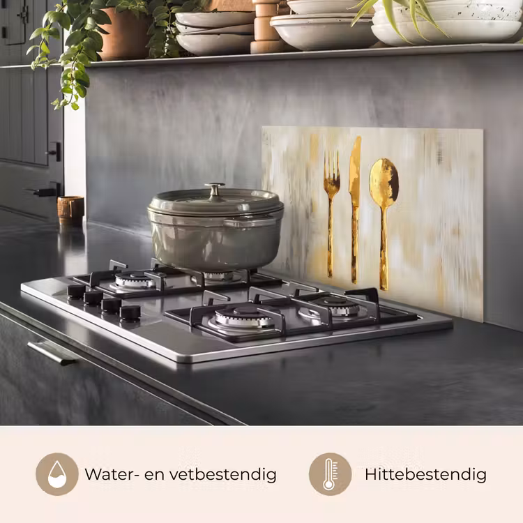 Spatscherm keuken - Verf - Goud - Bestek — 7