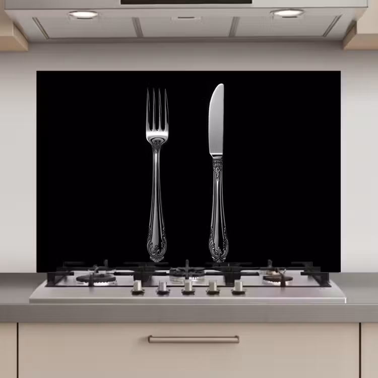 Spatscherm keuken - Vork - Mes - Zilver — 1
