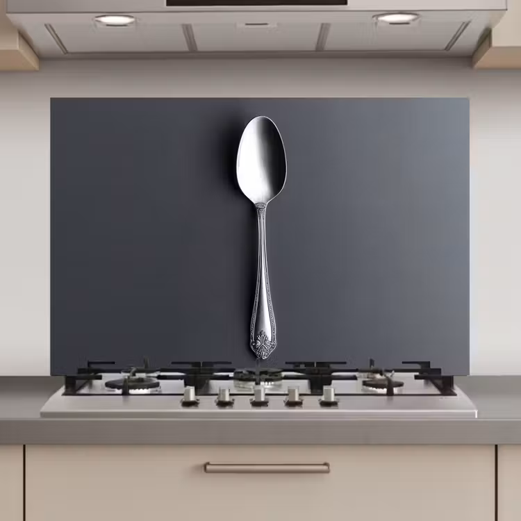Spatscherm keuken - Zilver - Metaal - Lepel — 1