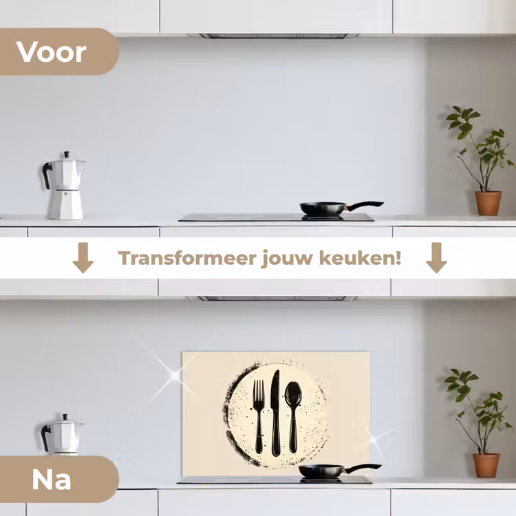 Spatscherm keuken - Zwart - Bestek - Rondje — 3