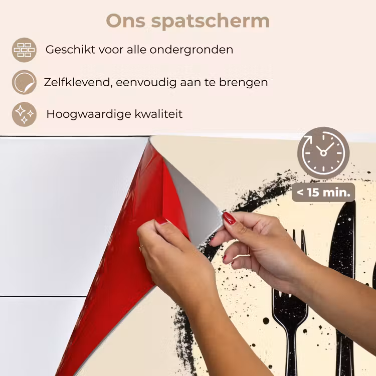 Spatscherm keuken - Zwart - Bestek - Rondje — 4