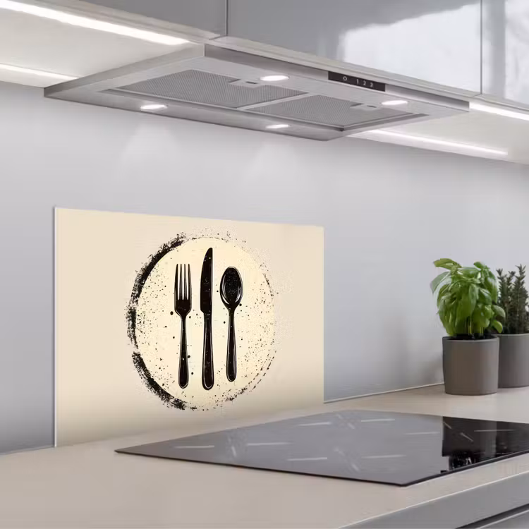 Spatscherm keuken - Zwart - Bestek - Rondje — 5