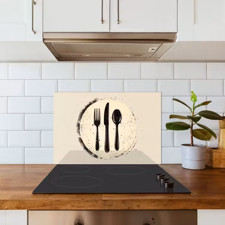 Spatscherm keuken - Zwart - Bestek - Rondje — 6