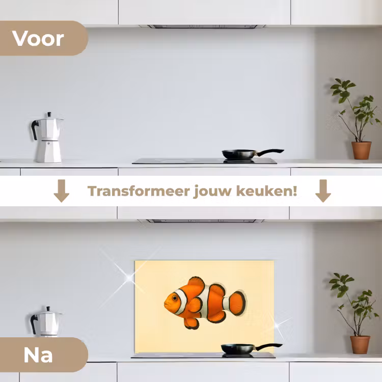 Spatscherm keuken - Vis - Oranje - Strepen — 3