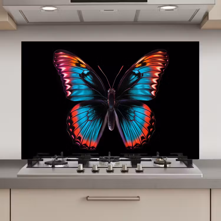 Spatscherm keuken - Vlinder - Kleuren - Dier - Zwart — 1