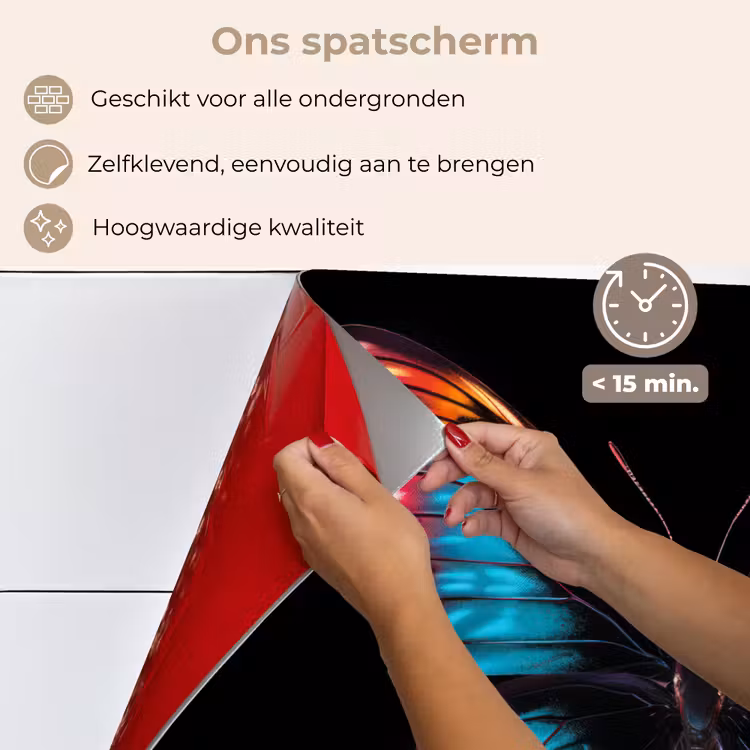 Spatscherm keuken - Vlinder - Kleuren - Dier - Zwart — 4