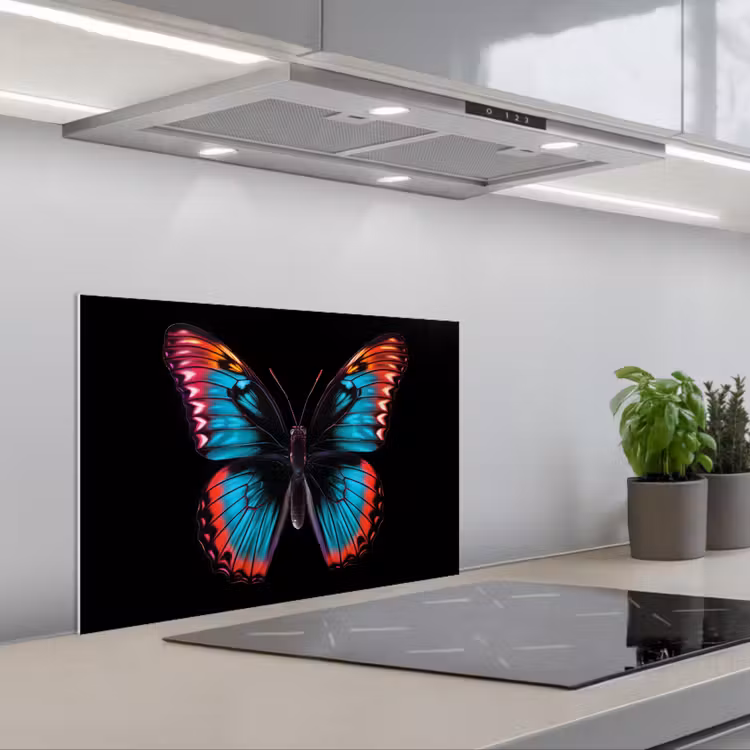 Spatscherm keuken - Vlinder - Kleuren - Dier - Zwart — 5