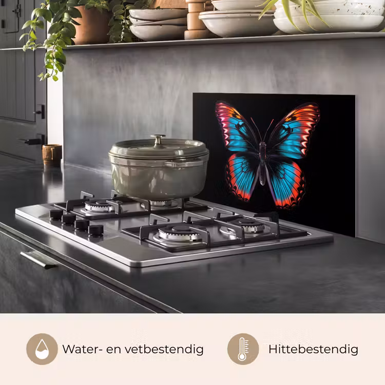 Spatscherm keuken - Vlinder - Kleuren - Dier - Zwart — 7