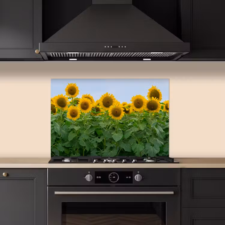 Spatscherm keuken - Zonnebloemen - Geel - Natuur — 2