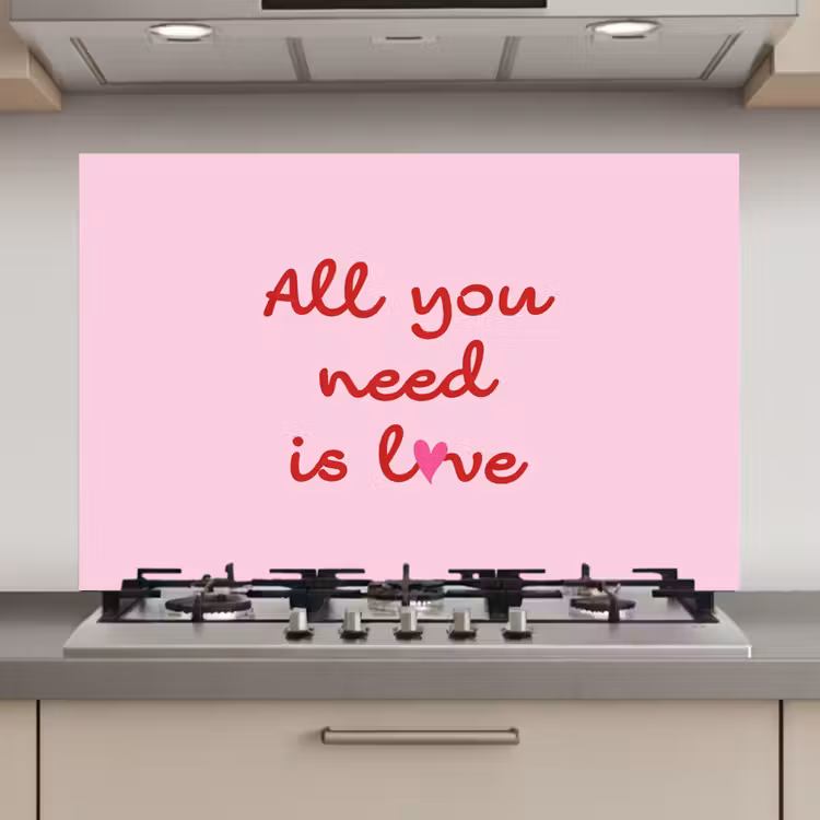 Spatscherm keuken - Tekst - Roze - Love - Hart — 1