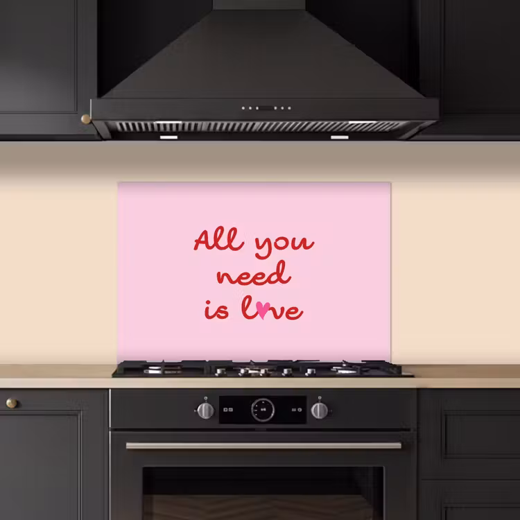 Spatscherm keuken - Tekst - Roze - Love - Hart — 2