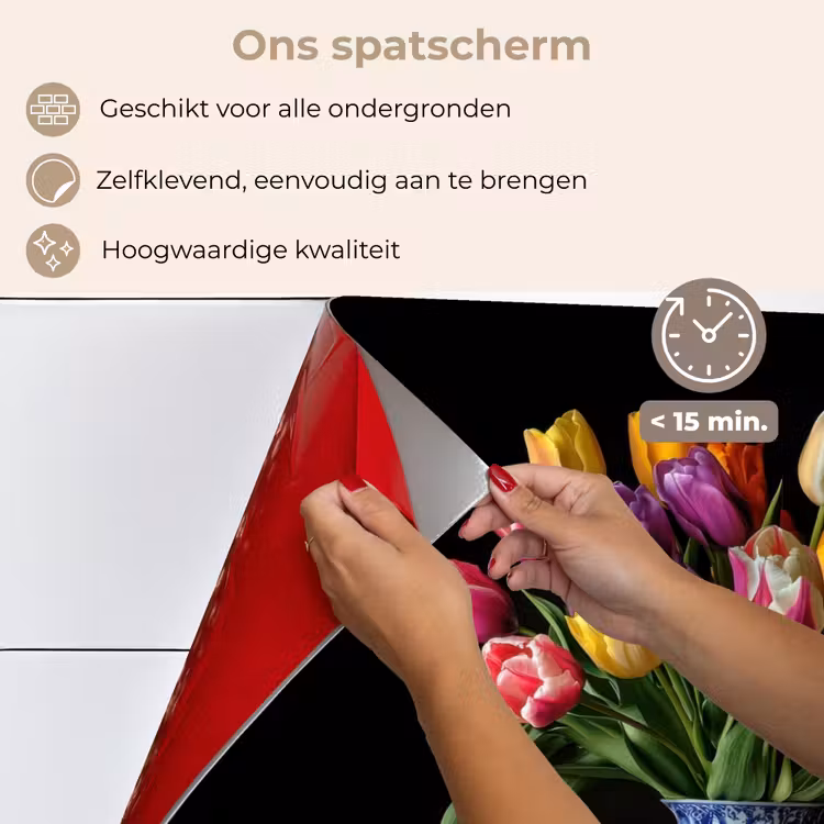 Spatscherm keuken - Tulpen - Kleuren - Hout - Vaas — 4