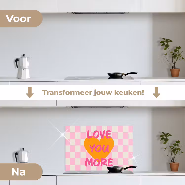 Spatscherm keuken - Valentijn - Love - Roze - Oranje — 3