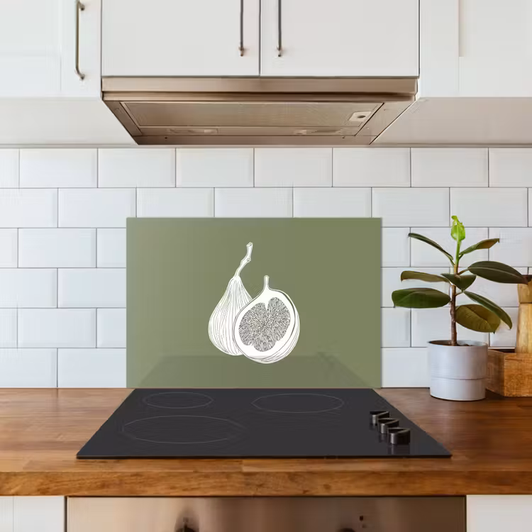 Spatscherm keuken - Vijgen - Minimalistisch - Getekend - Mosgroen — 6