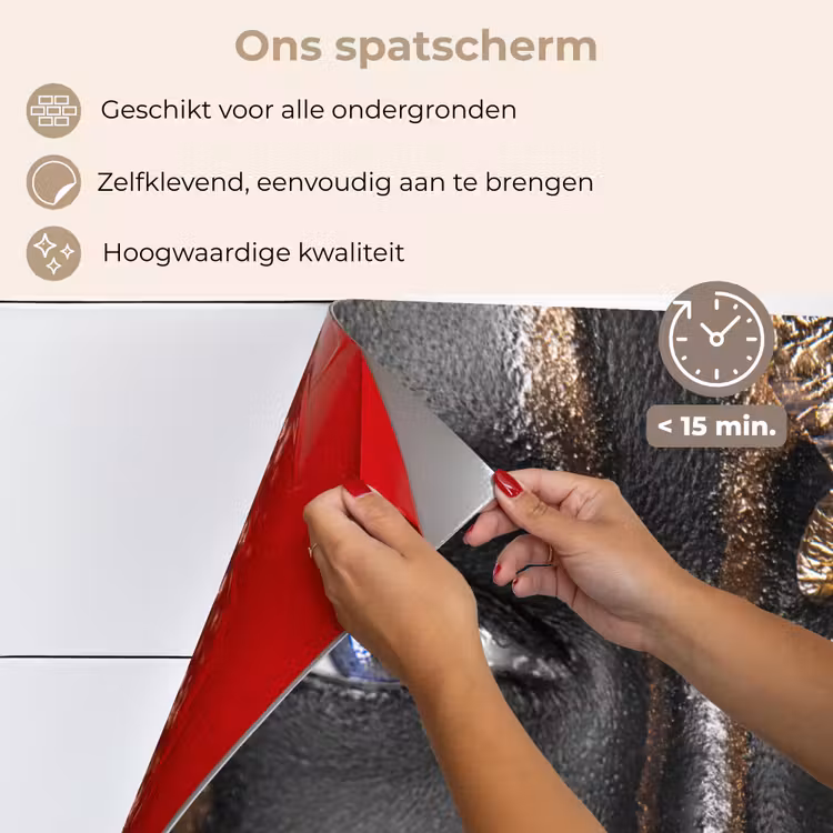 Spatscherm keuken - Vrouw - Bladgoud - Zwart - Goud - Luxe — 4