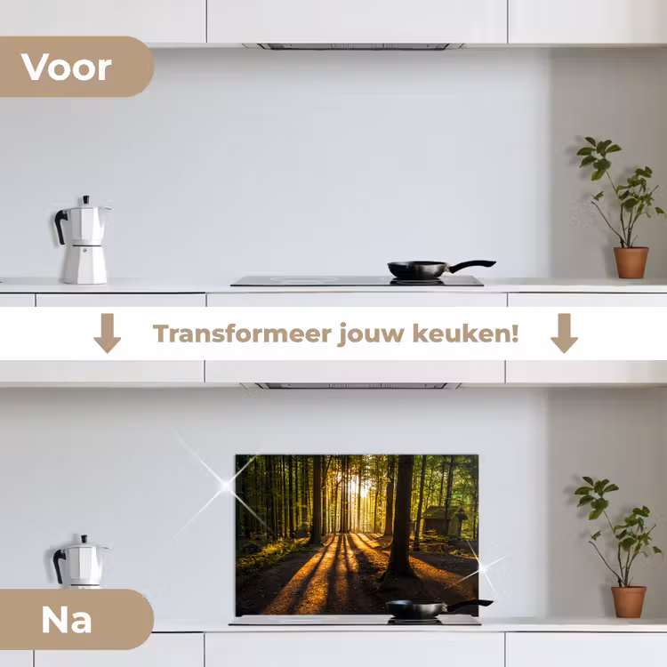Spatscherm keuken - Zon - Bomen - Bos - Landschap - Natuur — 3