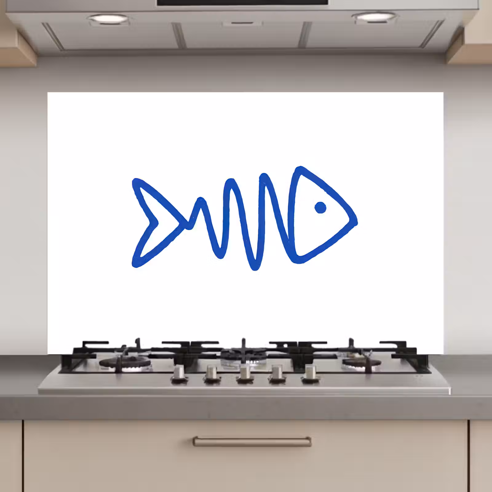 Spatscherm keuken - Vis - Minimalistisch - Blauw - Lijn — 1