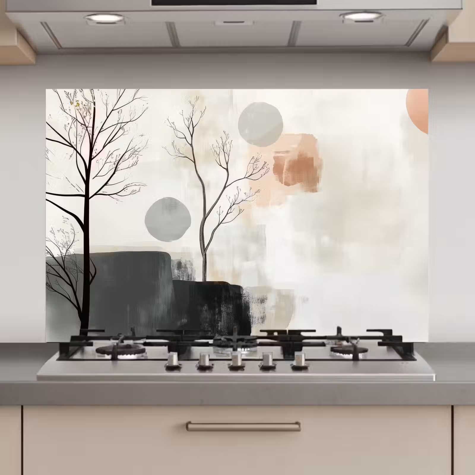 Spatscherm keuken - Wabi sabi - Beige - Plant — 1