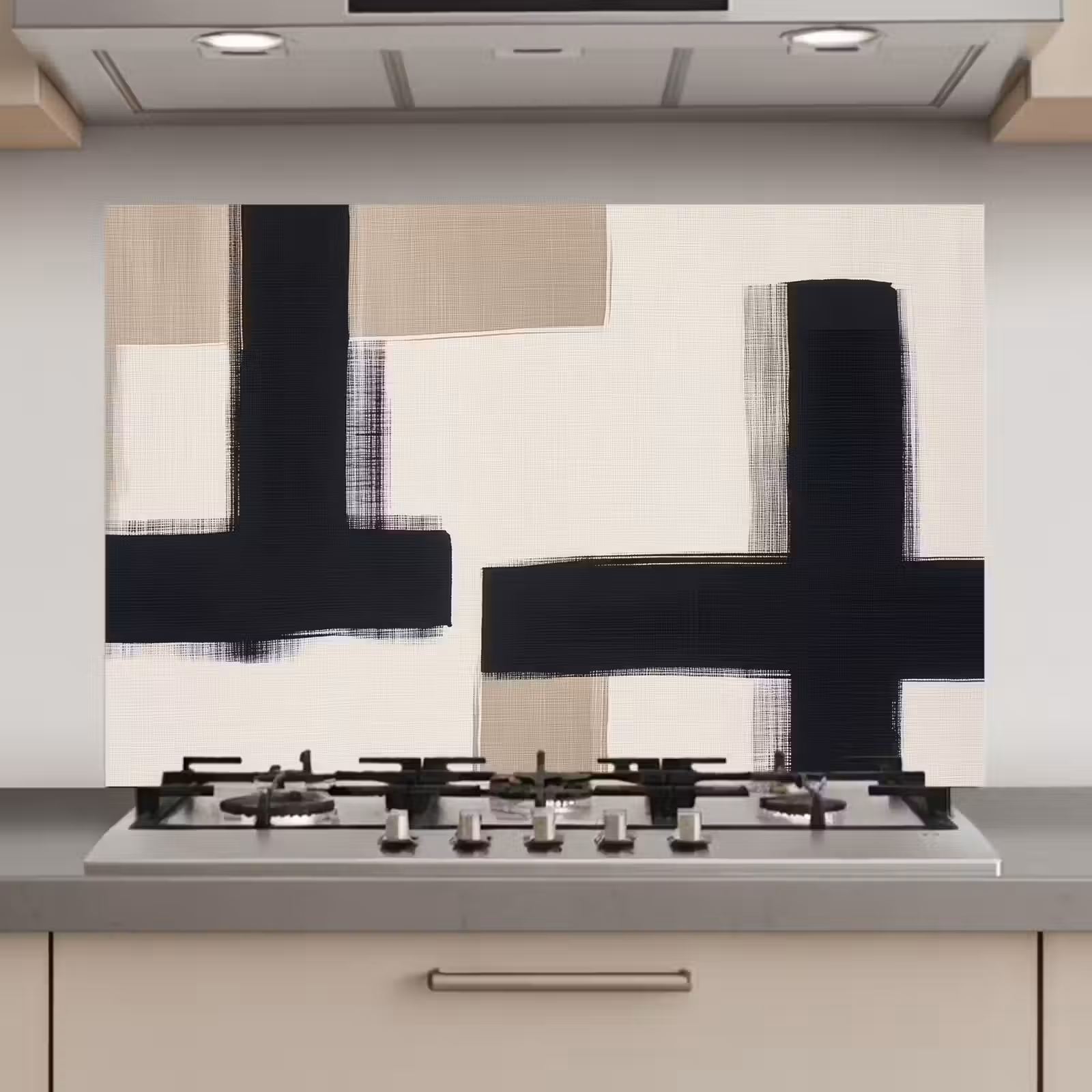 Spatscherm keuken - Zwart - Abstract - Japandi — 1