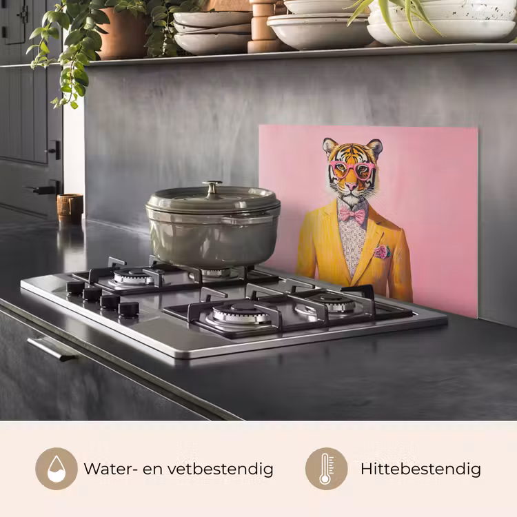 Spatscherm keuken - Tijger - Bril - Geel - Jasje — 7
