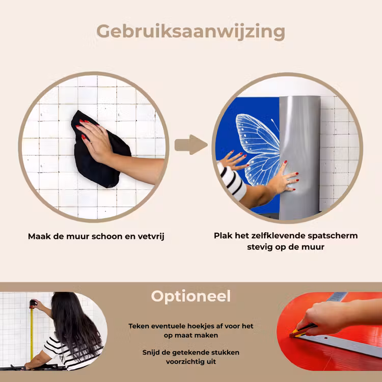 Spatscherm keuken - Vlinder - Wit - Getekend - Stippen — 8