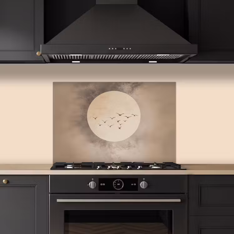 Spatscherm keuken - Vogel - Beige - Japandi — 2