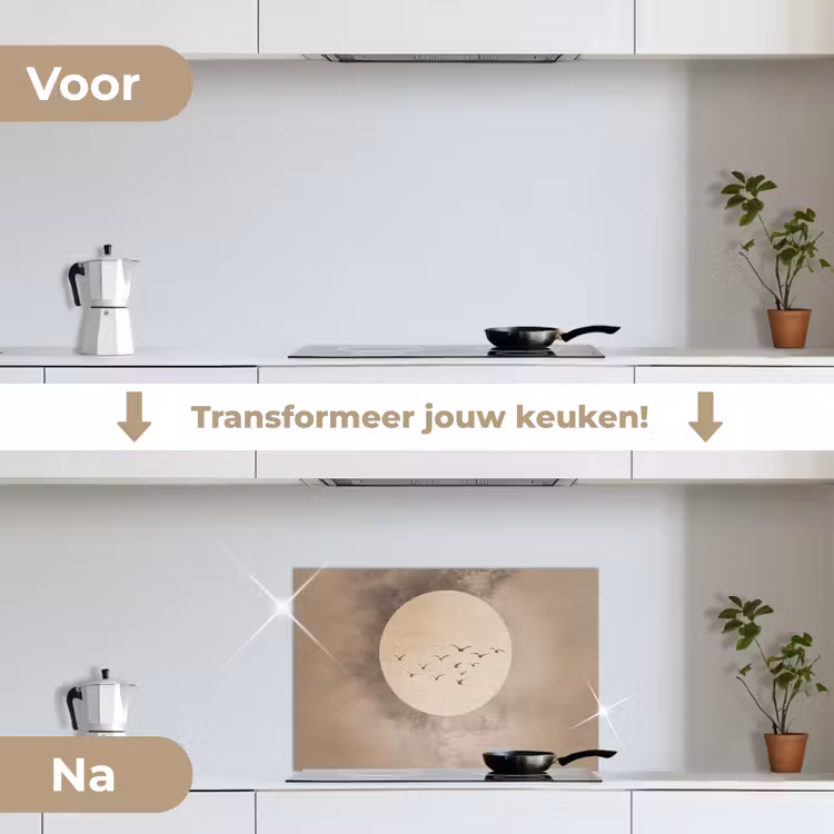 Spatscherm keuken - Vogel - Beige - Japandi — 3