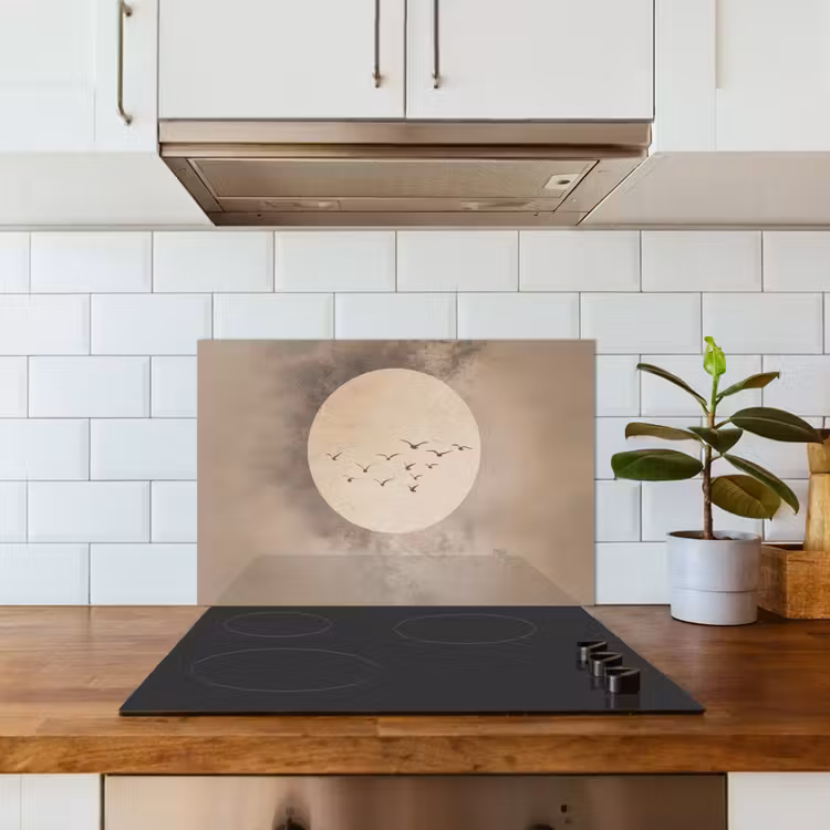 Spatscherm keuken - Vogel - Beige - Japandi — 6