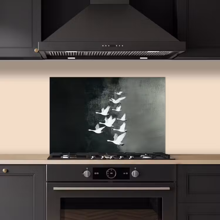 Spatscherm keuken - Vogel - Japandi - Groen — 2
